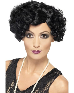  Schwarze Cabaret-Locken-Perücke für Damen, fig. 1 