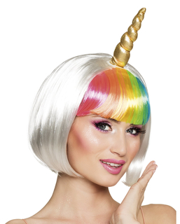  Regenbogen Einhorn-Perücke für Damen weiss-bunt, fig. 1 