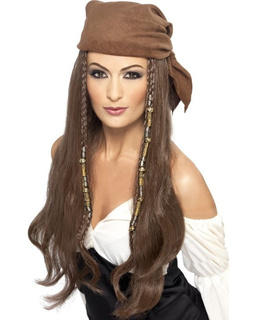  Lange braune Piratenperücke für Damen, fig. 1 