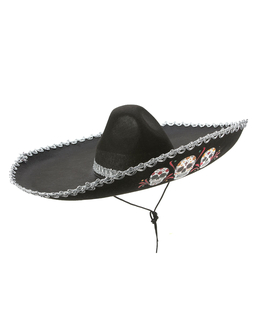  Sombrero noir Dia de Los Muertos finitions argentées adulte, fig. 1 