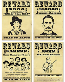  4 Affiches de récompense Bandits américains 48,3 cm, fig. 1 