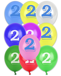  8 Ballons chiffre 2 multicolores 30 cm, fig. 1 