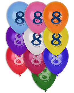  8 Ballons chiffre 8 multicolores 30 cm, fig. 1 