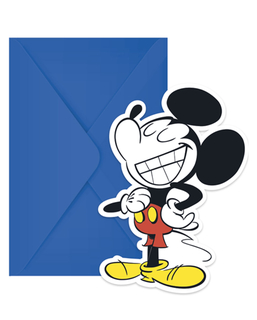  6 Cartes d'invitation et enveloppes Mickey™ rétro, fig. 1 