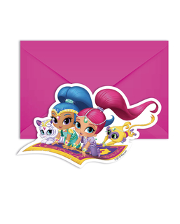  6 Cartes d'invitation et enveloppes Shimmer and Shine™ 14 x 9 cm, fig. 1 