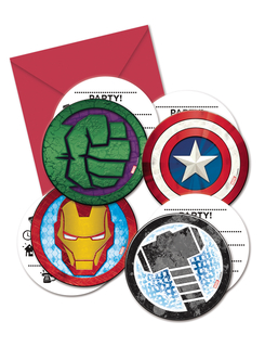  6 Invitations + enveloppes Avengers Mighty ™, fig. 1 