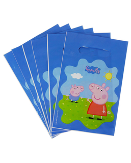  6 Sacs cadeaux en plastique Peppa Pig™ 22.5 x 15 cm, fig. 1 