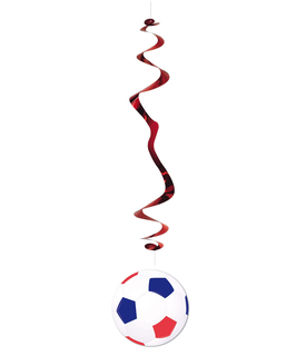  6 suspensions Ballon de Football bleu blanc rouge 80 cm, fig. 1 