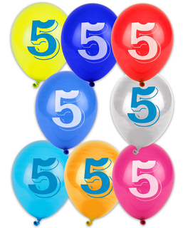  8 Ballons chiffre 5 multicolores 30 cm, fig. 1 