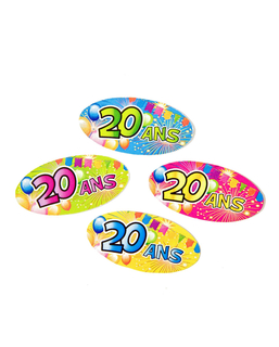  80 Confettis de table papier 20 ans Fiesta 4 x 2 cm, fig. 1 