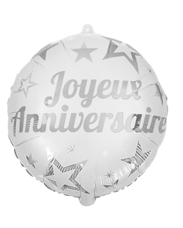  Ballon aluminium joyeux anniversaire blanc 45 cm, fig. 1 