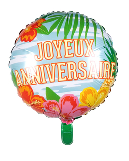  Ballon aluminium Joyeux Anniversaire Paradise 45 cm, fig. 1 