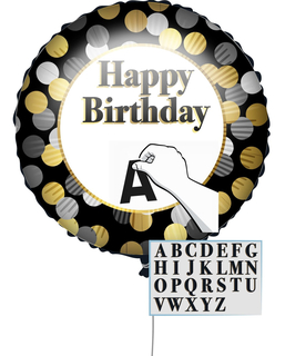  Anpassbarer Happy Birthday-Ballon Schwarz und Gold 43 cm, fig. 1 