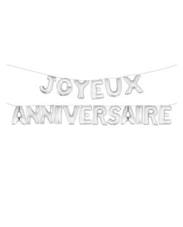  Ballons aluminiums lettres Joyeux Anniversaire argentés 36 cm, fig. 1 