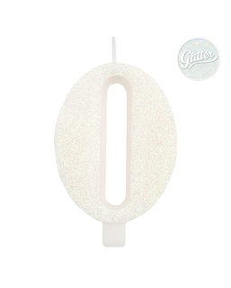  Bougie anniversaire chiffre blanche pailletée 9,5 cm, fig. 1 