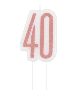  Bougie d'anniversaire sur pic 40 ans rose pailleté 7 cm, fig. 1 