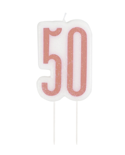  Geburtstagskerze auf Stab 50 Jahre glitzernd rosa 7 cm, fig. 1 