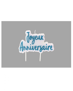  Bougie sur pique joyeux anniversaire turquoise pailletée 8 x 5 cm, fig. 1 