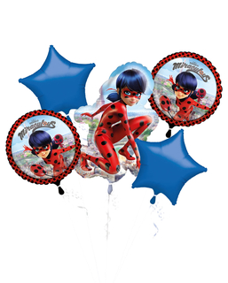  Folienballons-Ladybug™ Aluminium 5 Stück rot-blau-schwarz, fig. 1 