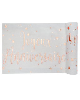  Chemin de table coton anniversaire rose gold 3m x 28 cm, fig. 1 