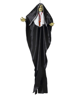  Horror-Nonne Halloween-Deko mit Leuchtfunktion schwarz-weiss 137 cm, fig. 1 