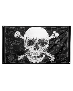  Räuberische Piratenflagge Jolly Roger Raumdeko schwarz-weiß 150 x 90 cm, fig. 1 