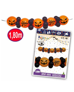  Girlande mit Luftballons und Kürbis-Motiv  Halloween orange-schwarz, fig. 1 