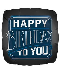  Aluminium-Ballon Happy Birthday Partyzubehör blau-weiss 43 x 43 cm, fig. 1 