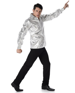  Chemise disco brillante argent homme, fig. 1 