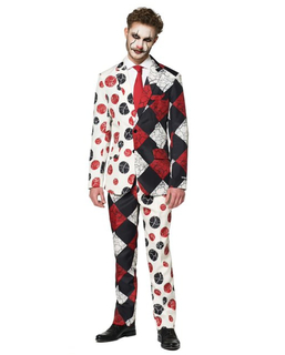  Vintage Suitmeister™-Horrorclown Herrenkostüm schwarz-weiß-rot, fig. 1 