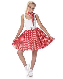  50er Jahre Kostüm für Damen rot-weiß gepunktet Rockabilly, fig. 1 