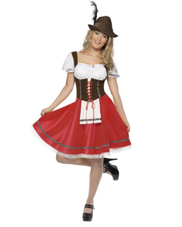  Bayrisches Dirndl-Kostüm für Damen rot braun weiß, fig. 1 