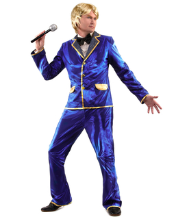  Déguisement chanteur disco bleu Homme, fig. 1 