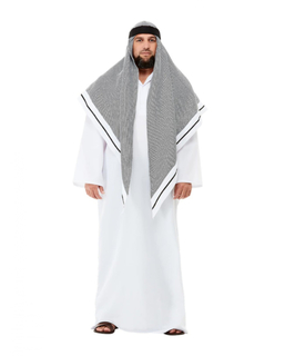  Orientalisches Scheich-Kostüm für Herren Faschings-Verkleidung weiss-grau, fig. 1 