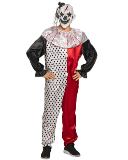  Furchteinflössender-Horrorclown Halloween-Kostüm rot-weiss-schwarz, fig. 1 