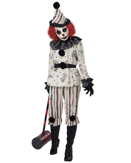  Düsteres Clownkostüm für Halloween Damenkostüm weiss-schwarz, fig. 1 