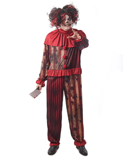  Killerclown-Herrenkostüm für Halloween Horrorclown rot-gold-schwarz, fig. 1 