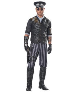  Steampunk-Captain Herrenkostüm schwarz-grau-goldfarben, fig. 1 