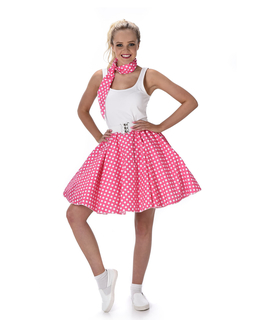  50er Jahre Kostüm für Damen pink-weiß gepunktet Rockabilly, fig. 1 