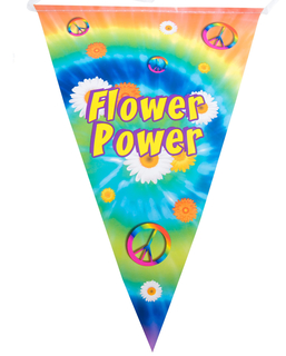  Flower Power-Girlande Hippie-Raumdekoration bunt 5 m, fig. 1 