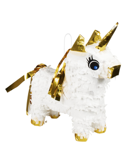  Mini-Einhorn-Piñata in Weiß und Gold, 21 x 17 cm, fig. 1 