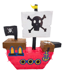  Pinata Piratenschiff Partyzubehör für Geburtstage rot-braun-schwarz 50 x 43 cm, fig. 1 