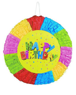  Piñata ronde multicolore Happy Birthday 40 cm, fig. 1 