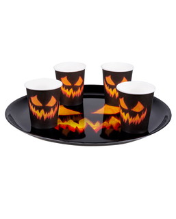  Tablett Halloween-Kürbis Partyzubehör schwarz-orange 34,5 cm, fig. 1 