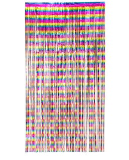  Schimmernder Türvorhang Regenbogen 70er-Jahre Deko bunt 200 x 100 cm, fig. 1 