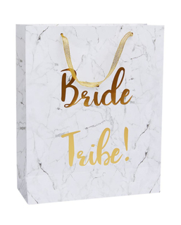  Geschenktasche für den Junggesellinenabschied Marmor Bride Tribe weiss-gold 32 x 25 cm, fig. 1 