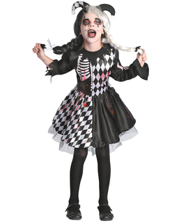  Horror-Clown Kostüm für Mädchen Halloween schwarz-weiss, fig. 1 