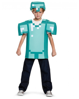  Minecraft™-Kostüm Diamant-Rüstung für Kinder türkis, fig. 1 