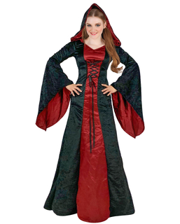  Elegantes Gothic-Damenkostüm für Halloween Vampirin schwarz-rot, fig. 1 