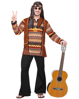  Hippie-Kostüm für Herren 60er-Jahre-Verkleidung braun-schwarz, fig. 1 